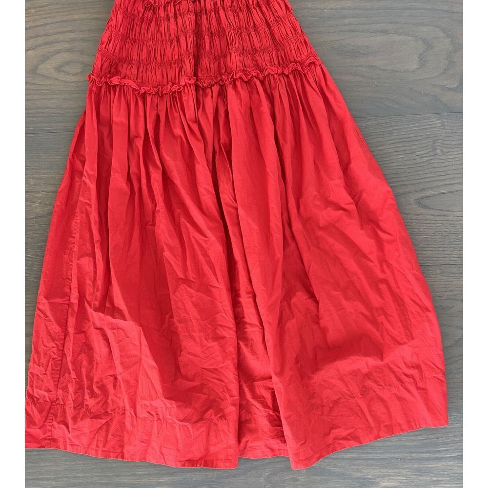 Doen Red Smocked Midi Dress - Picture 10 of 11